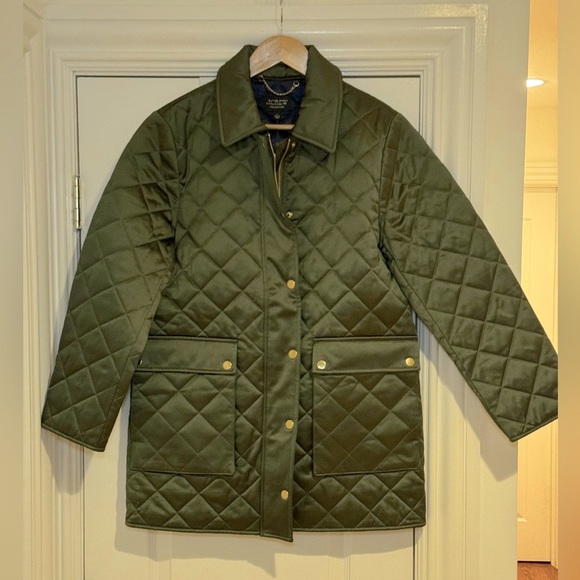 NWT J Crew Collection Quilted Barn Jacket in High Shine Satin Fall - Picture 2 of 11
